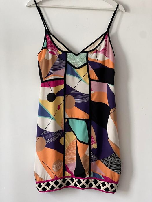 Jedwabna sukienka mini XS S oldmoney casual