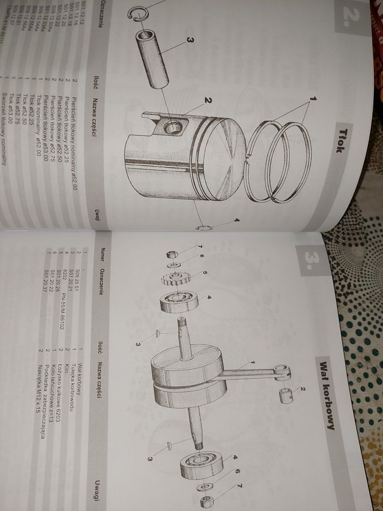 Instrukcja obsługi katalog części wsk 125  silnik,rama
