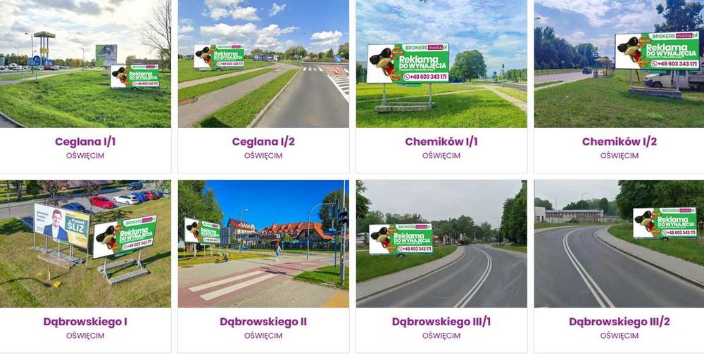 Reklama Billboard Oświęcim Centrum miasta Ul. Legionów Wydruk i montaż