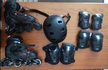 Kit Oxelo: Patins Ajustáveis (35-38) + Proteção e Capacete (S)