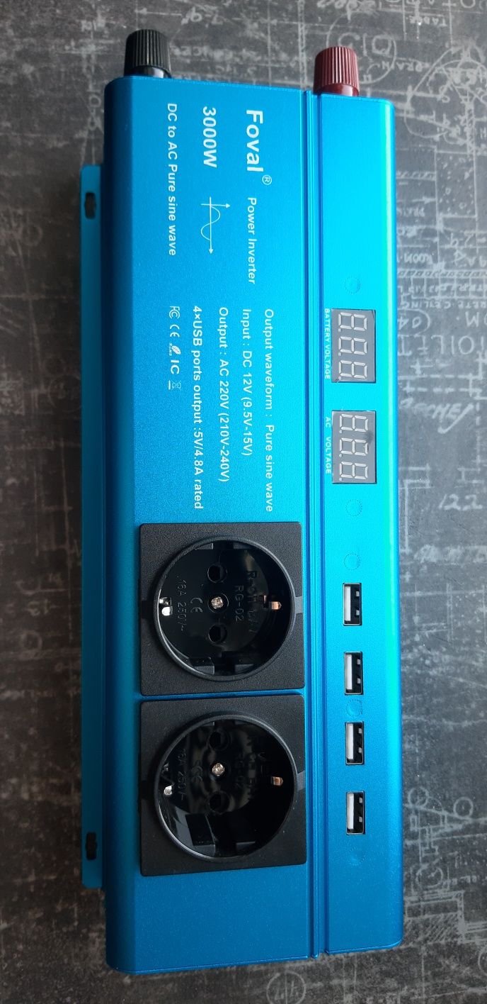 Інвертор Foval перетворювачь инвектор 12/220V ,3000W чистый синус