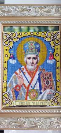 Ікона Святий Миколай, чеський бісер
