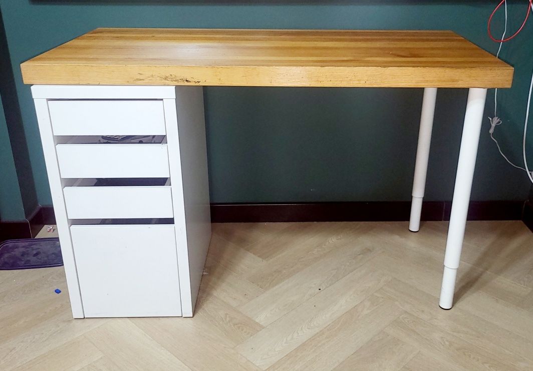 Ikea Anfallare Alex Biurko z szufladami blat lite drewno
