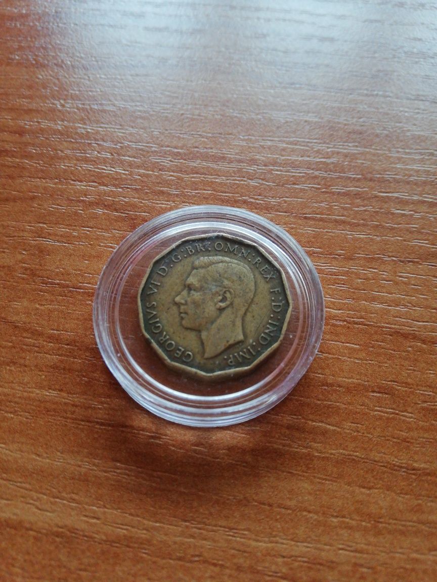 Moneta 3 pensy 1937r.Wielka Brytania Król Jerzy VI