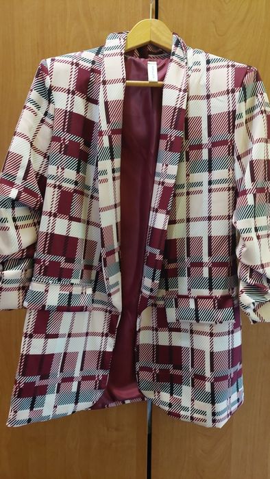 Nowa marynarka bordo kratka uni rozm