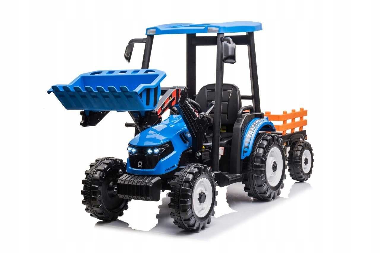Traktor na akumulator dla dzieci Z Przyczepą D68 Niebieski 24V 2x200W