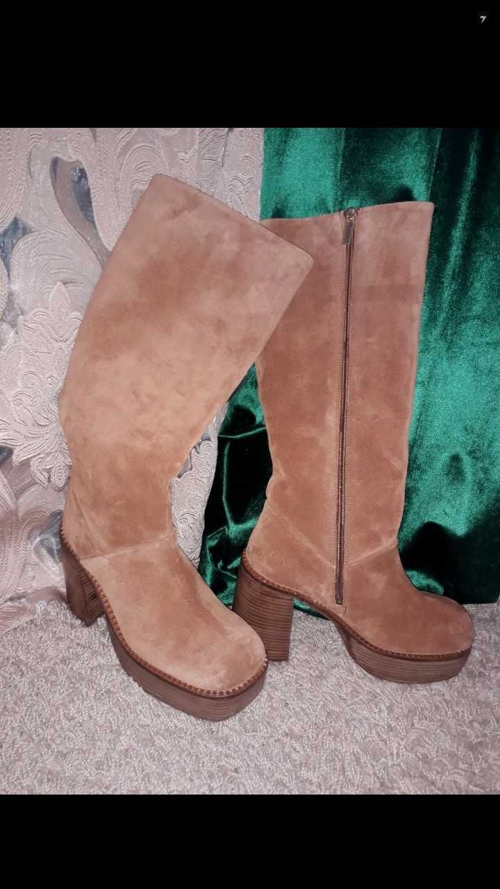 Kozaki skórzane Asos 39 tan suede.