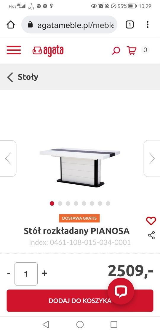 Stół rozkładany pianosa