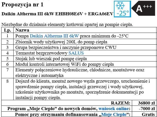 pompa ciepła Daikin Altherma 6kW cały zestaw z montażem Autoryzowany