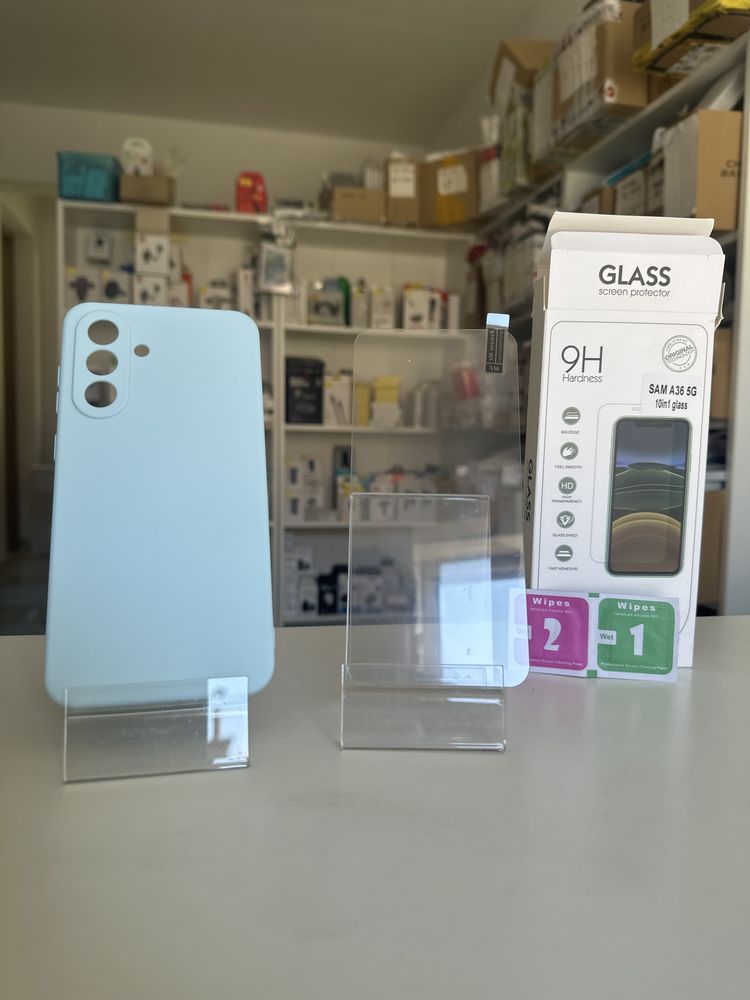 Etui silicon jasno niebieski + SZKŁO do Samsung Galacy A36 5G
