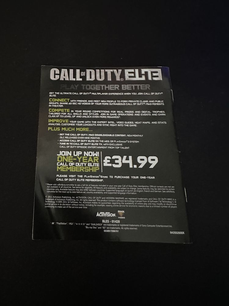 Książeczka manual,do gry Call Of Duty Modern Warfare PlayStation 3 PS3