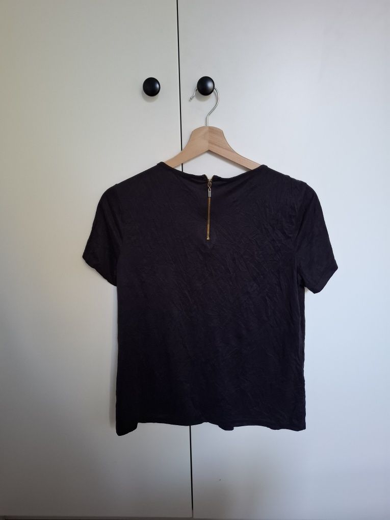 Czarny T shirt Atmosphere ala zamsz rozmiar S