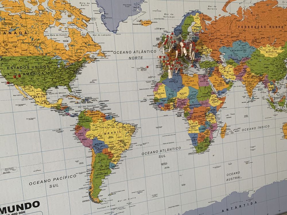 Quadro de cortiça - Mapa mundo