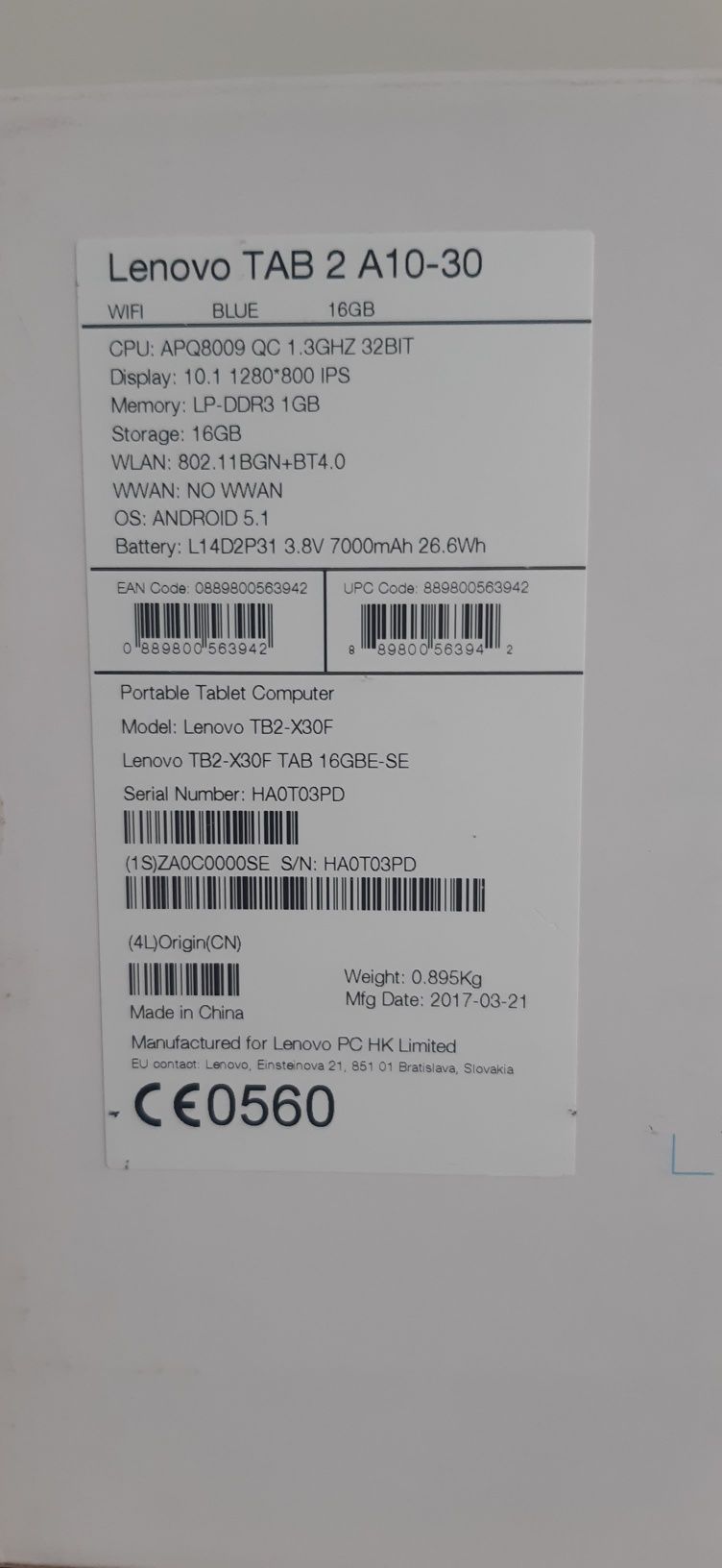 Продам Планшет Lenovo Tab 2 А10-30 16GB Blue
