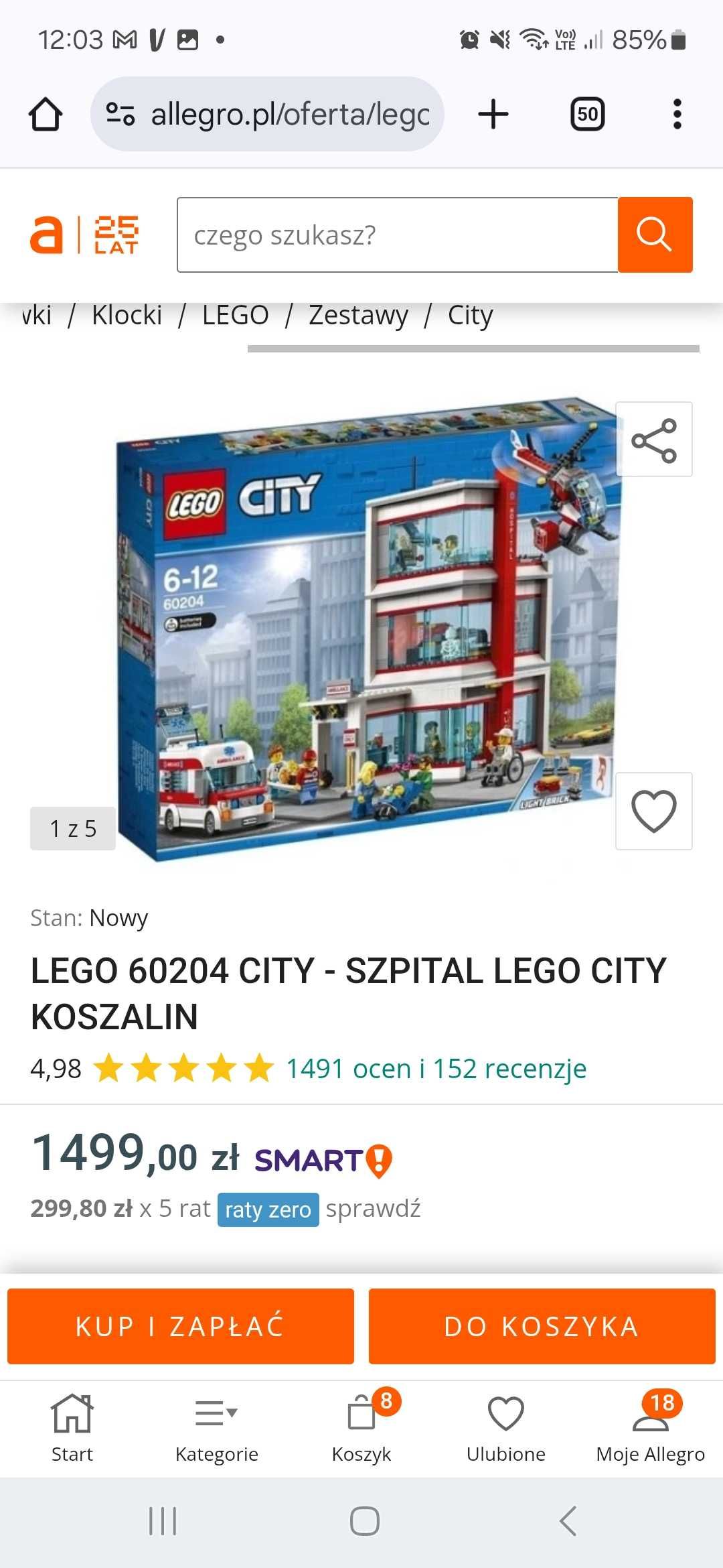 Zestaw Lego City szpital 60204