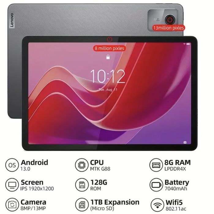 НОВИЙ! Планшет Lenovo Tab M11 K10 8/128GB Luna Grey IPS Dolby Atmos