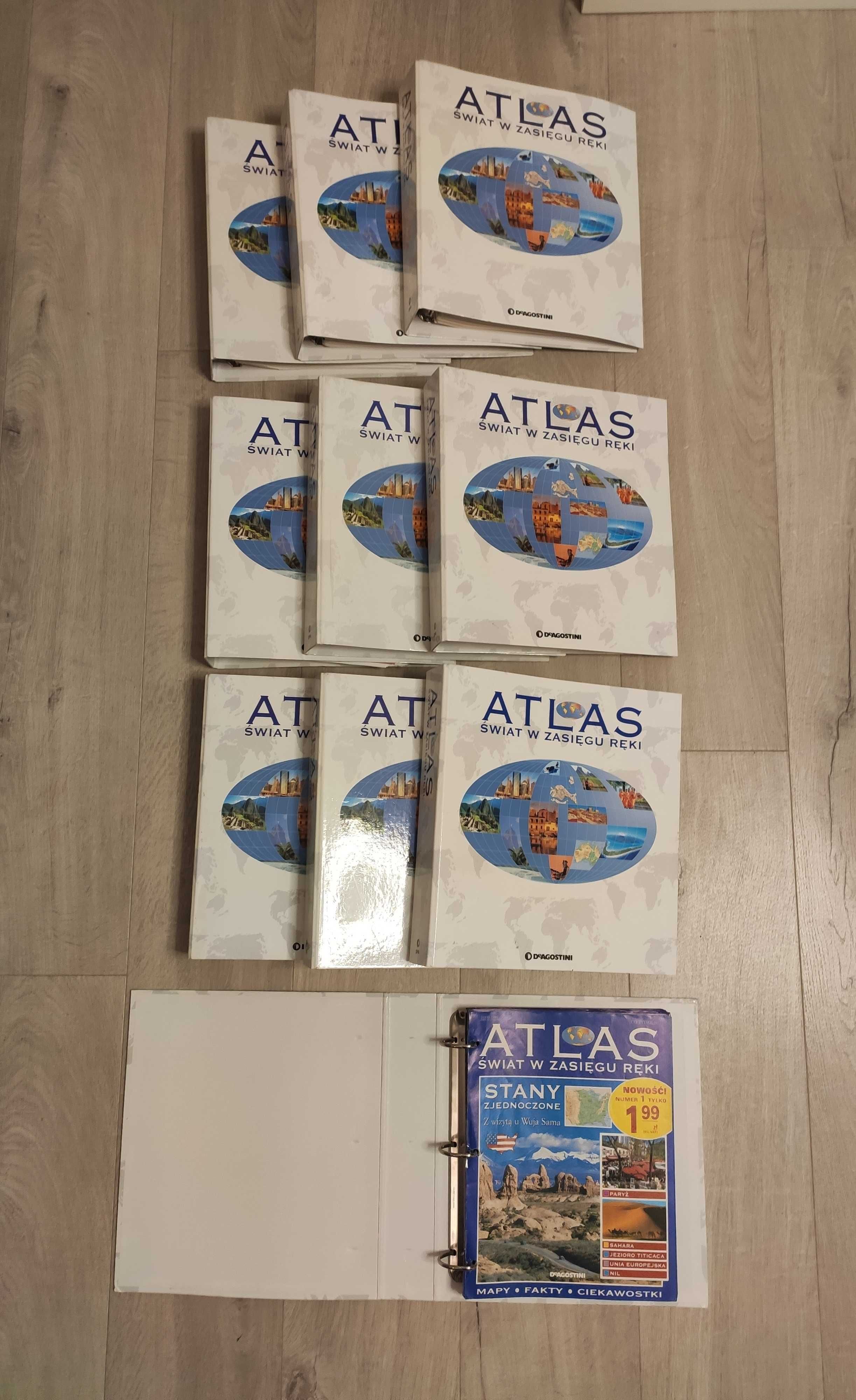 Deagostini Atlas Świata komplet 10 segregatorów 215 zeszytów