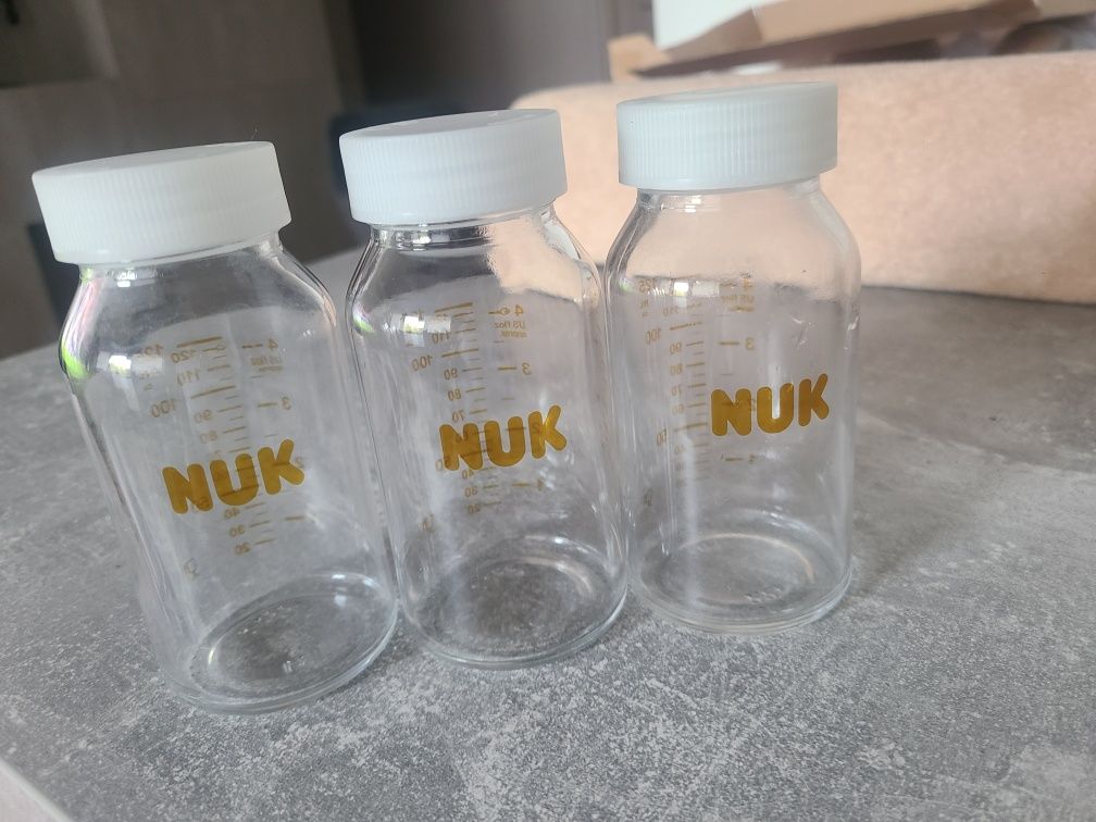 3 szklane butelki NUK 125ml