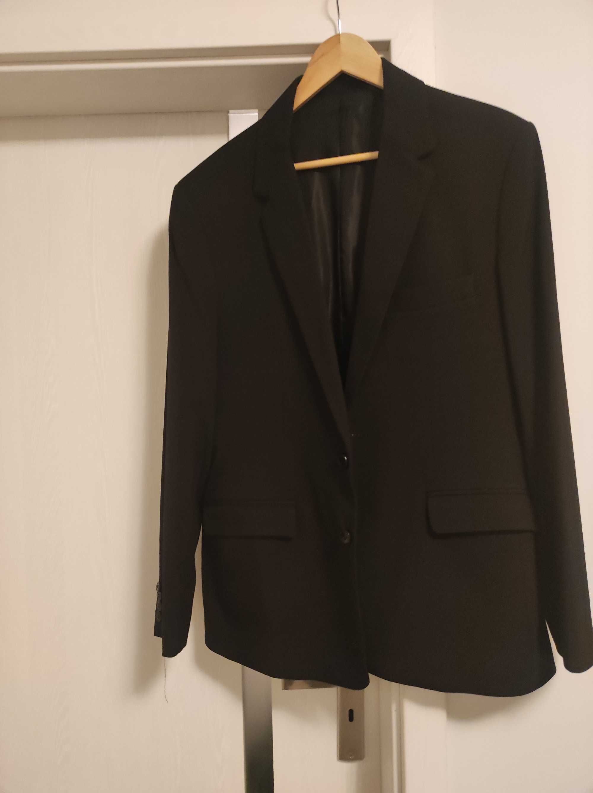 męski czarny garnitur ślubny 3 elementy z kamizelką elegancki