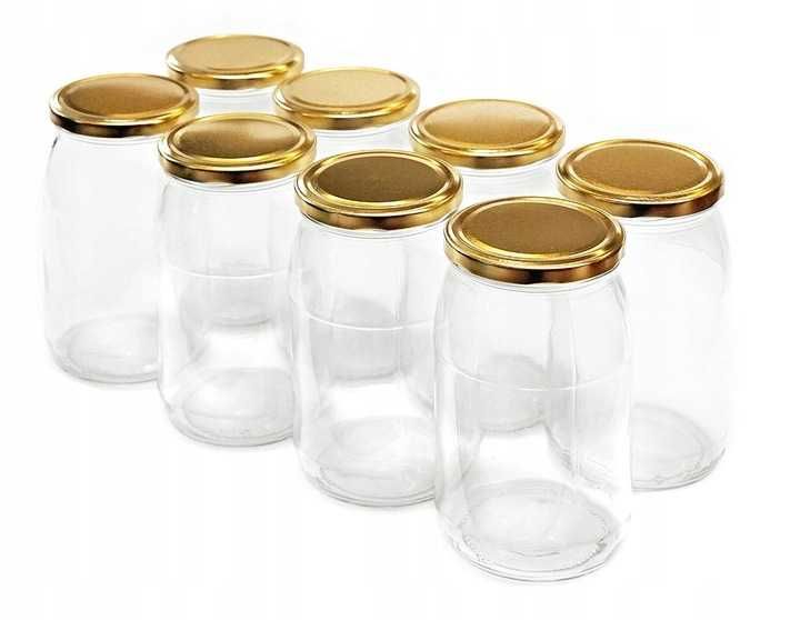 8szt. SŁOIKI 815ml + ZAKRĘTKA fi 82/6 ZŁOTA