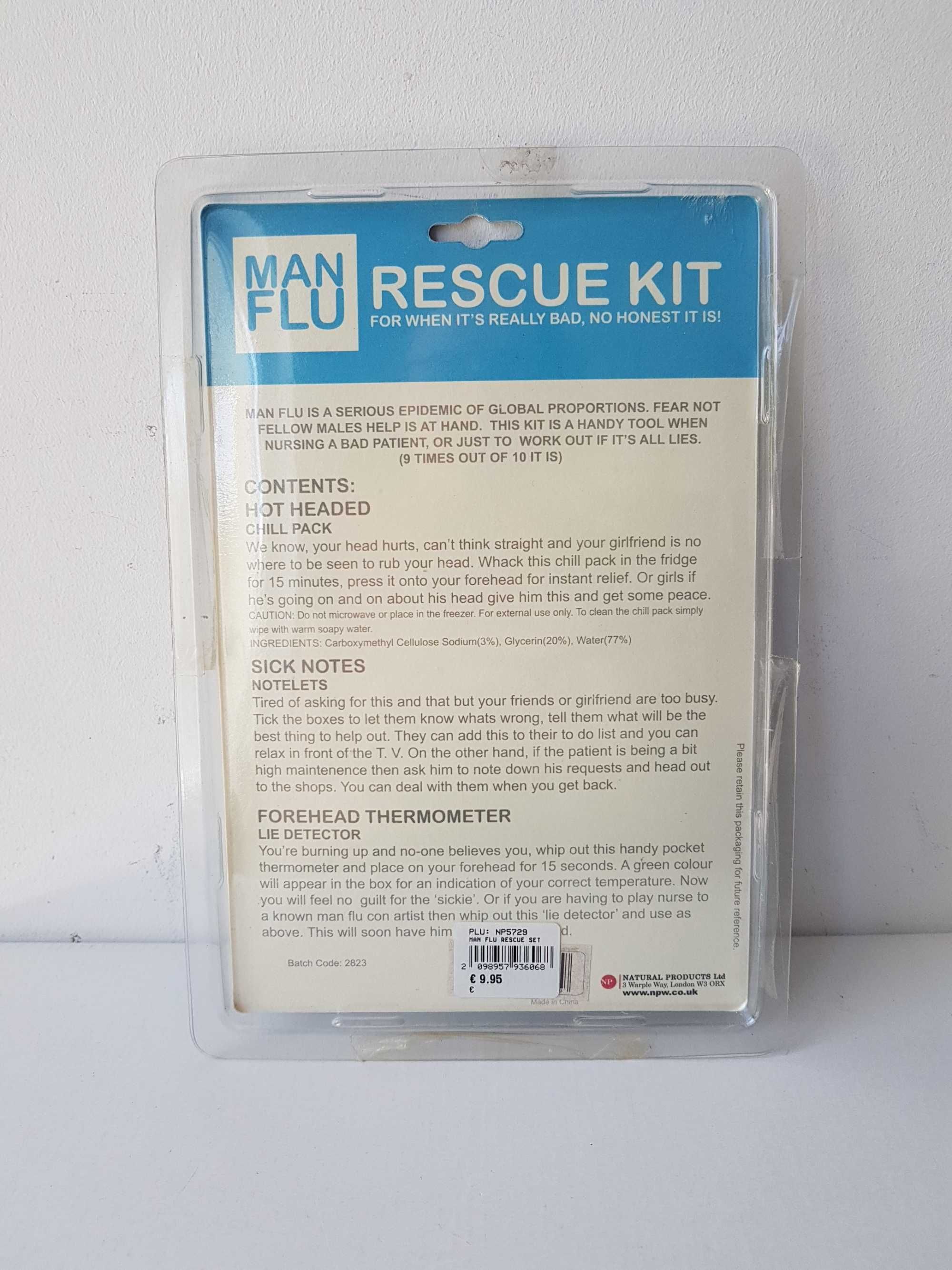 MANFLU Rescue Kit Zestaw dla mężczyzny Okład chłodzący czoło Termometr