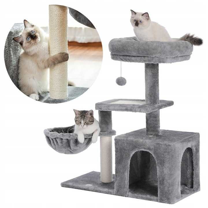 Duży drapak domek wieża dla kota z hamakiem legowisko dla kota