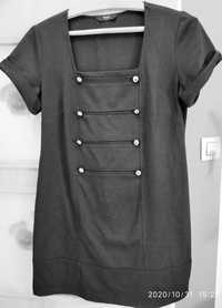 Czarna sukienka/tunika z guzikami, rozmiar 14