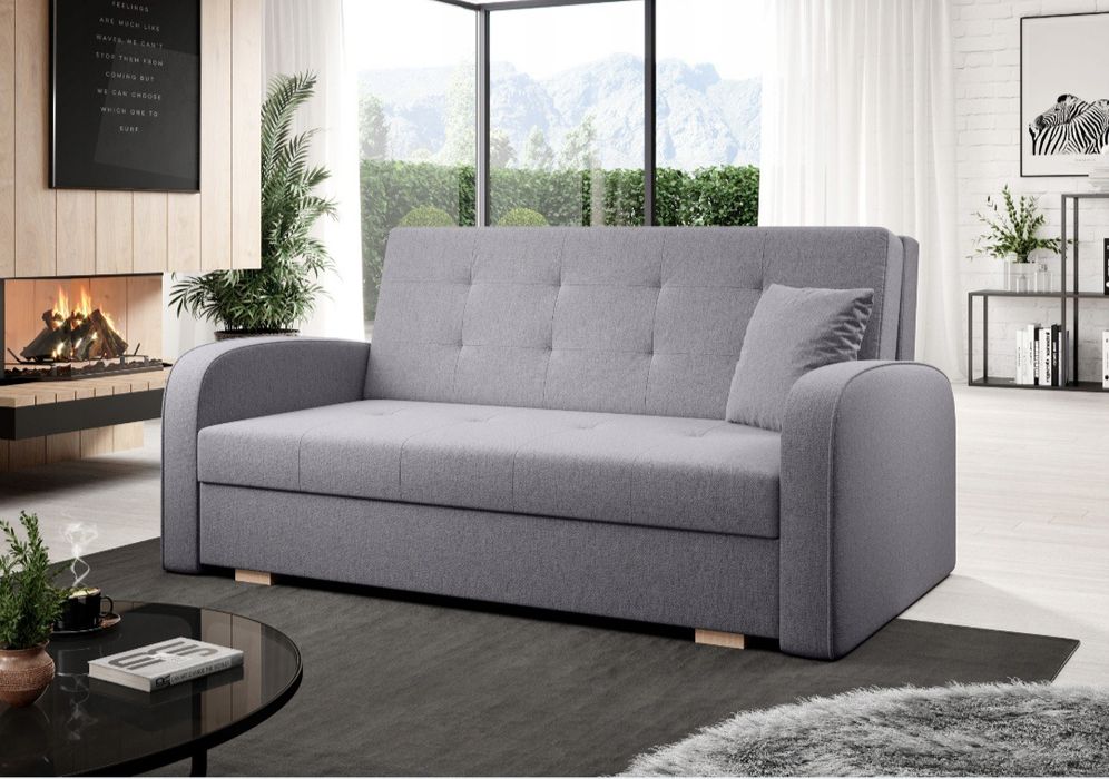 grafitowa sofa BRAVA III  kanapa z pojemnikiem, funkcja spania