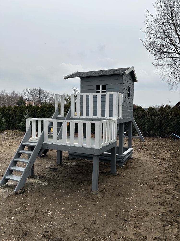Plac zabaw TUPTUŚ PLUS dla dzieci drewniany ślizg huśtawka piaskownica