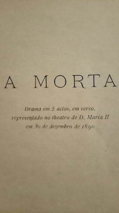 Livro raro A Morta de Henrique Lopes Mendonça, 1891
