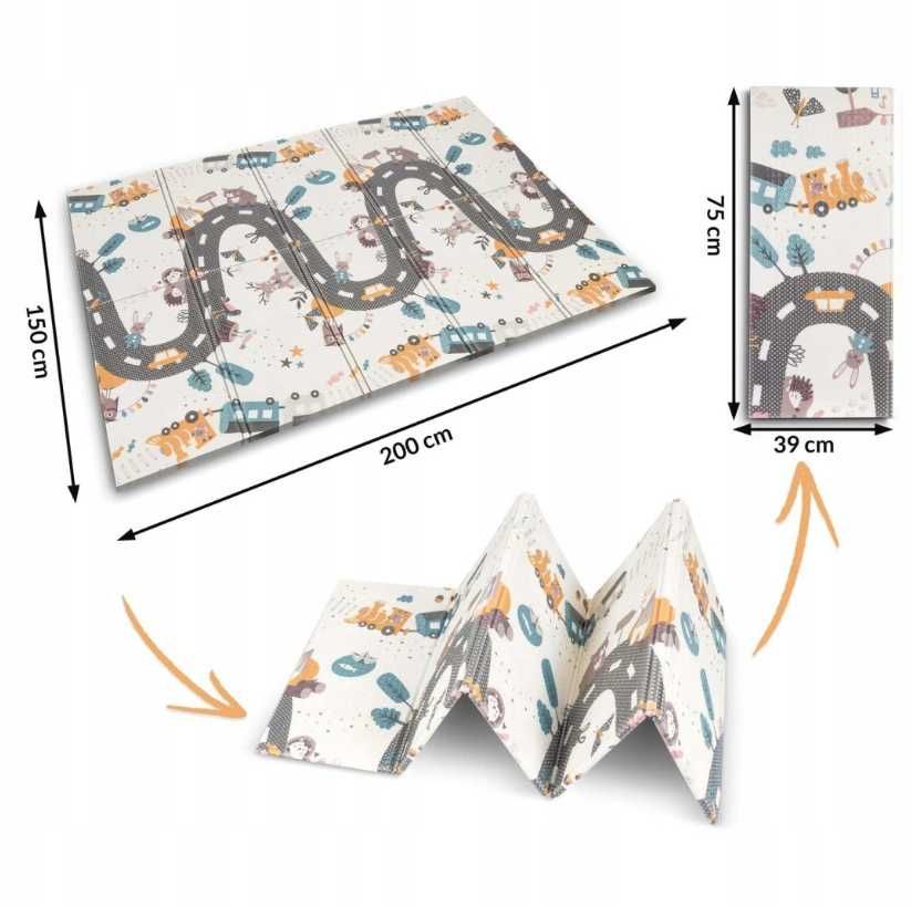 Mata Piankowa Edukacyjna Składana Wygodna 2w1 - 200 x 50 x 1 cm Nukido