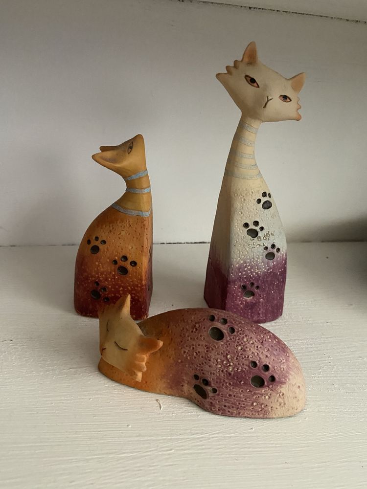 Bibelot gatos (conjunto de três peças)