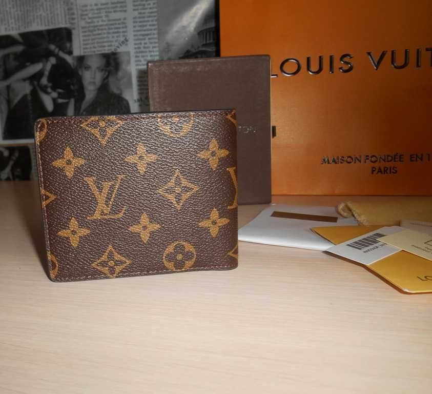 Louis Vuitton portmonetka Czarny portfel męski skóra 99-67