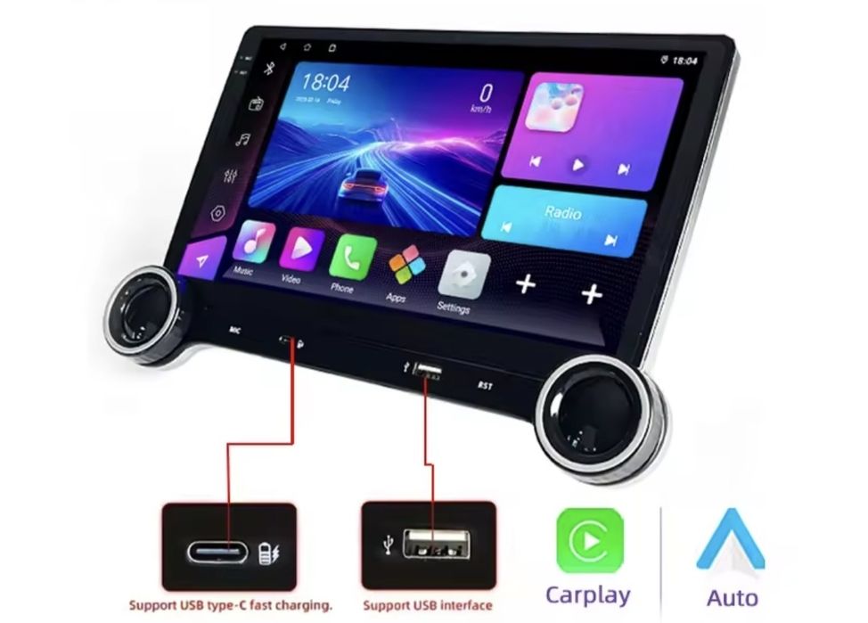 Андроїд магнітоли 10.1 дюйма з крутілками Carplay 2/32, 4/64GB