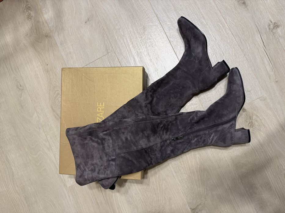 Ботфорти замшеві каблук