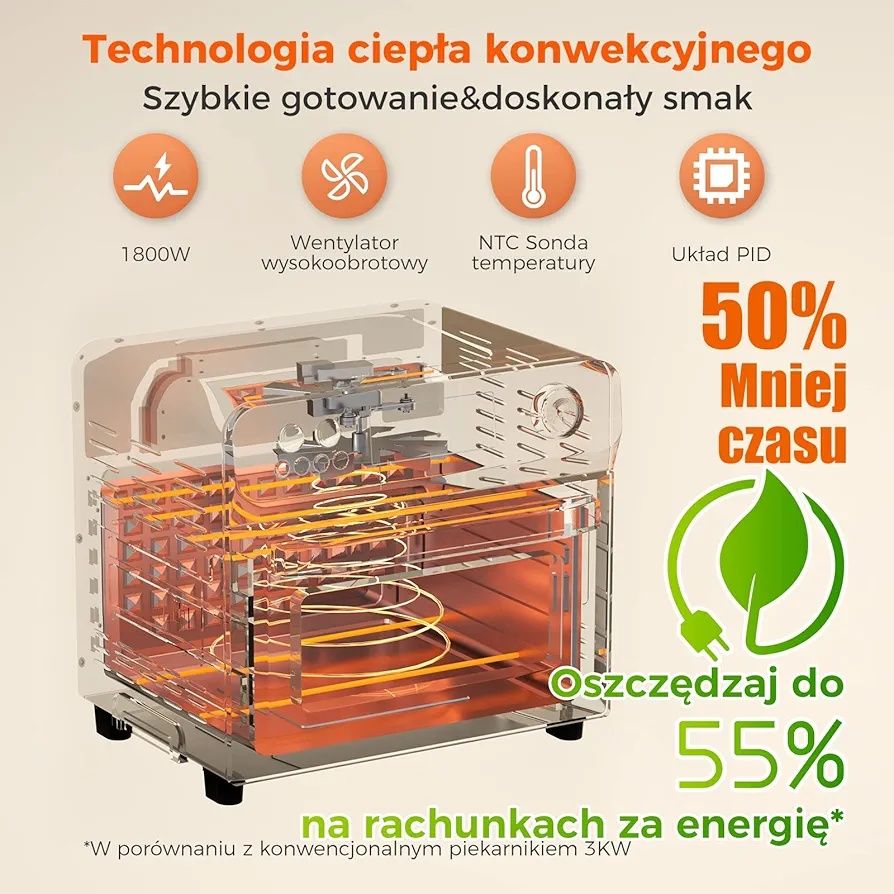 Frytkownica Beztłuszczowa 24L LED 1800W Mini Piekarnik