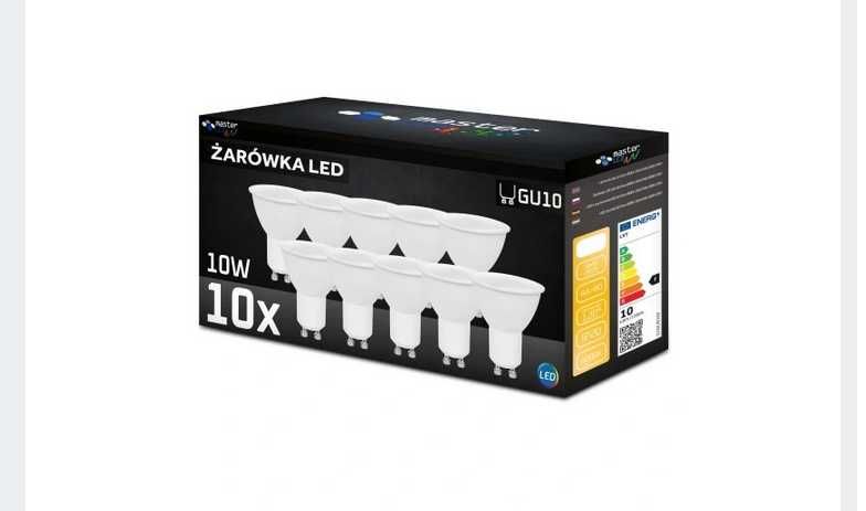 10x Żarówka LED GU10 10W biały neutralny 4000K MOCNA NIEMRUGAJĄCA