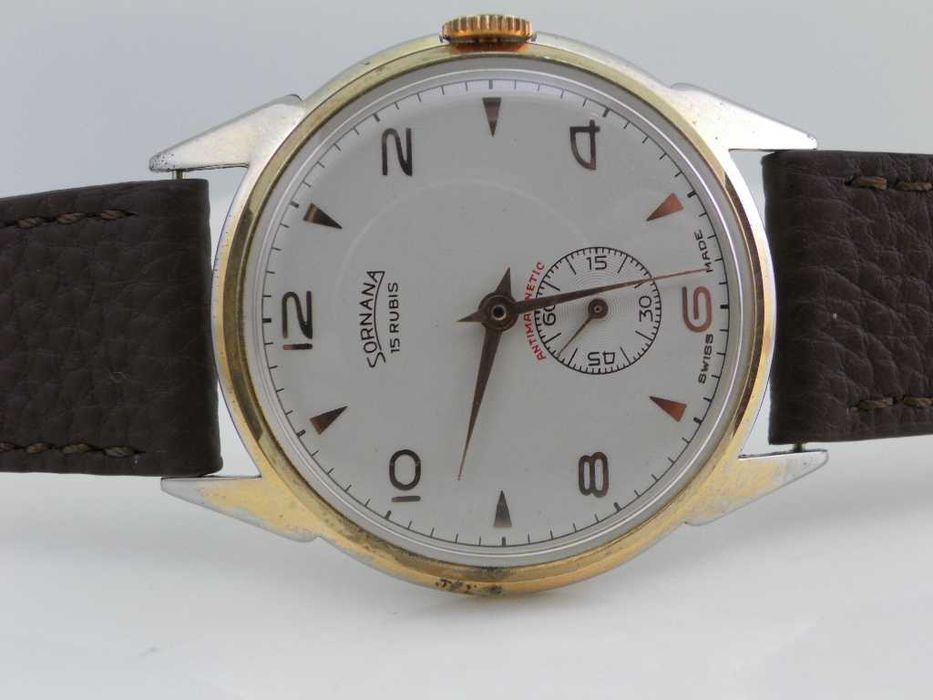 Duzy szwajcarski męski mechaniczny zegarek .. SORNANA 15 kam.