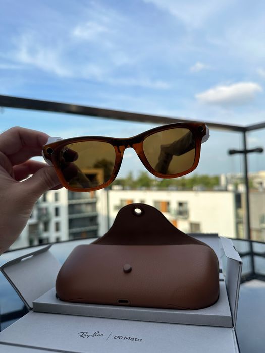 Gen 1 Okulary Ray Ban Meta Wayfarer Shiny Caramel Polar Brown S53