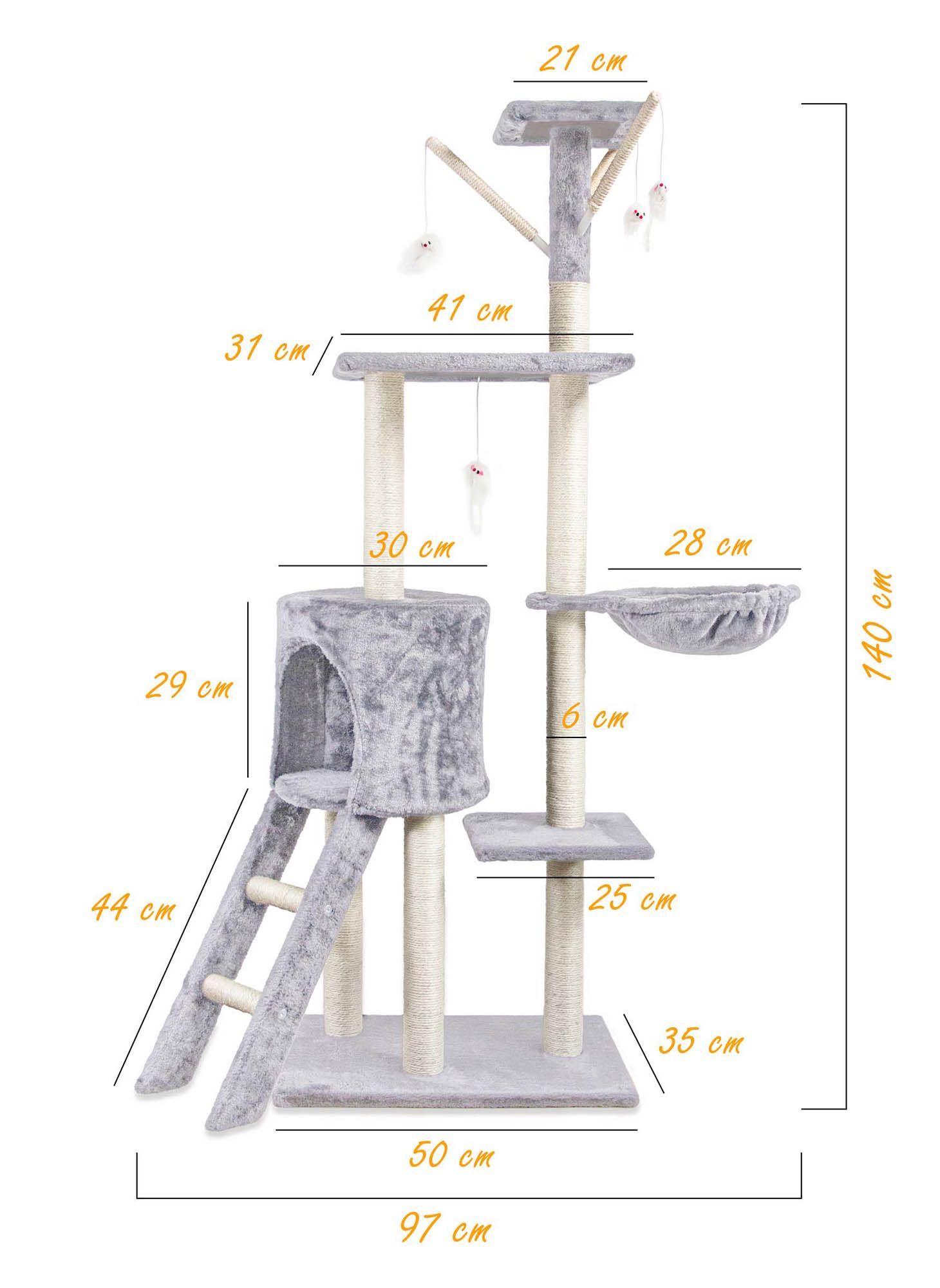 Drapak drzewko dla kota wieża legowisko domek, 5 poziomów, 140 cm