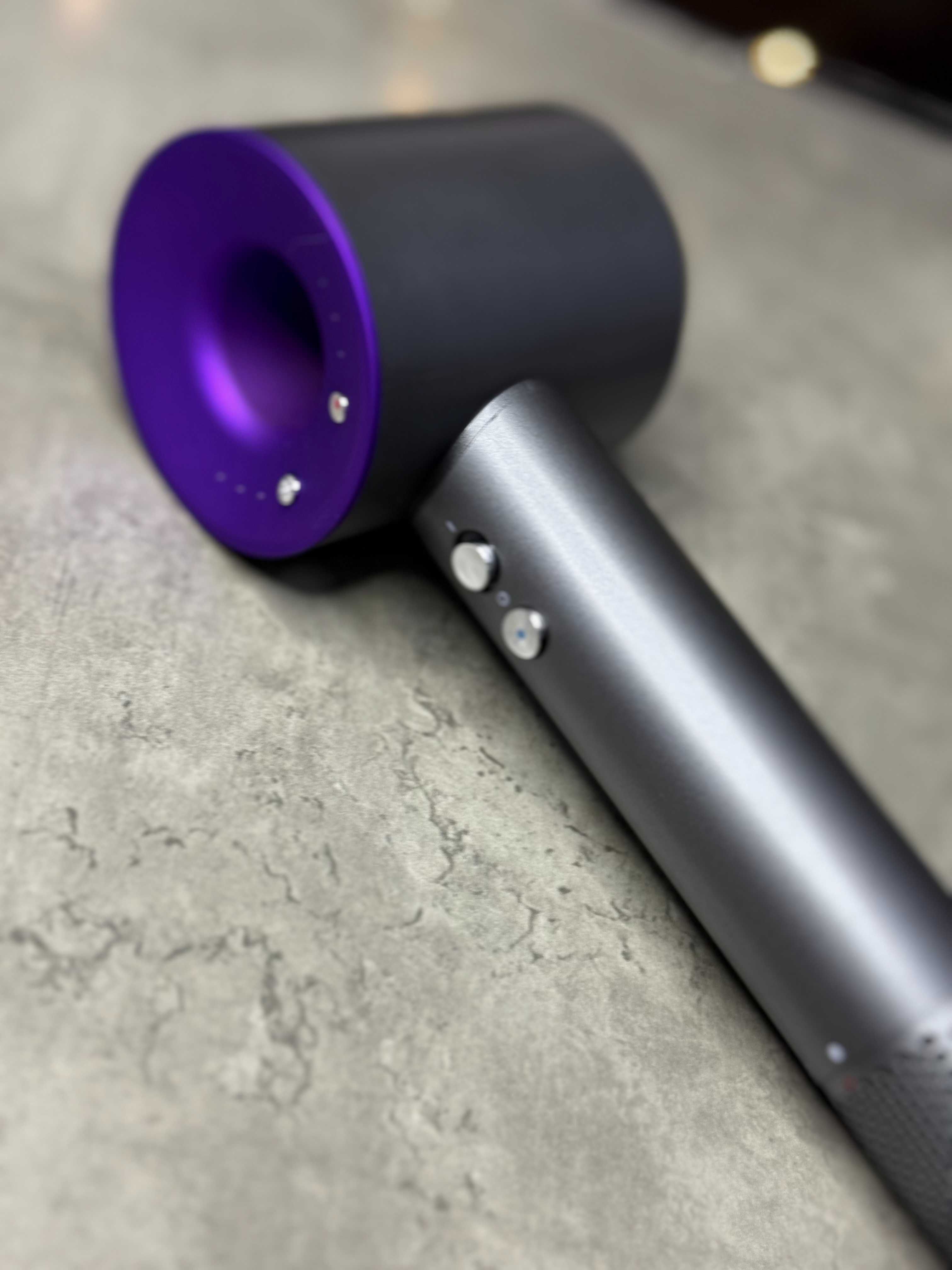 Super Hair Dryer Dyson grey/purple з 5 насадками з іонізацією