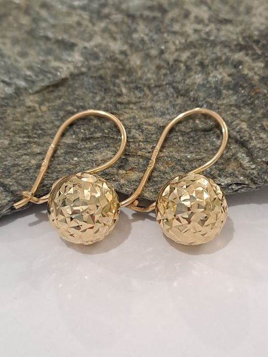 Piękne złote kolczyki Wiszące Kulki pr.585 Nowe