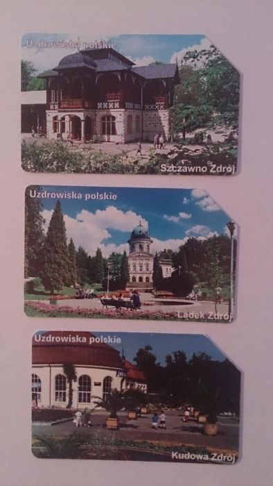 3 karty kolekcjonerskie telefoniczne tematyczne Uzdrowiska polskie