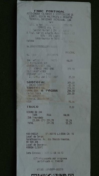 AirPods Originais com Fatura