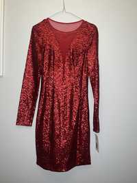 Nowa z metkami cekinowe czerwona sukienka xs
