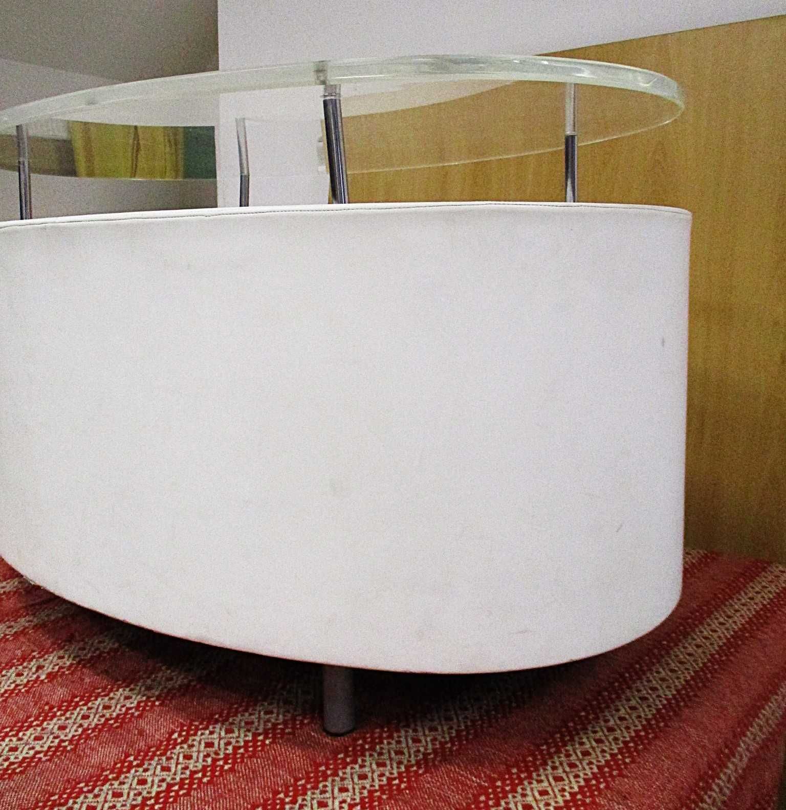 Owalny Stolik transparentny blat z plexi