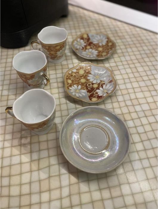 Три чашки + 2 блюдця yamasen порцелянові японія