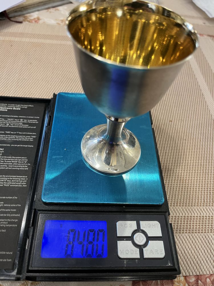 Срібний келих(бокал, рюмка) позолота 916пр. Таллин -84,8грм