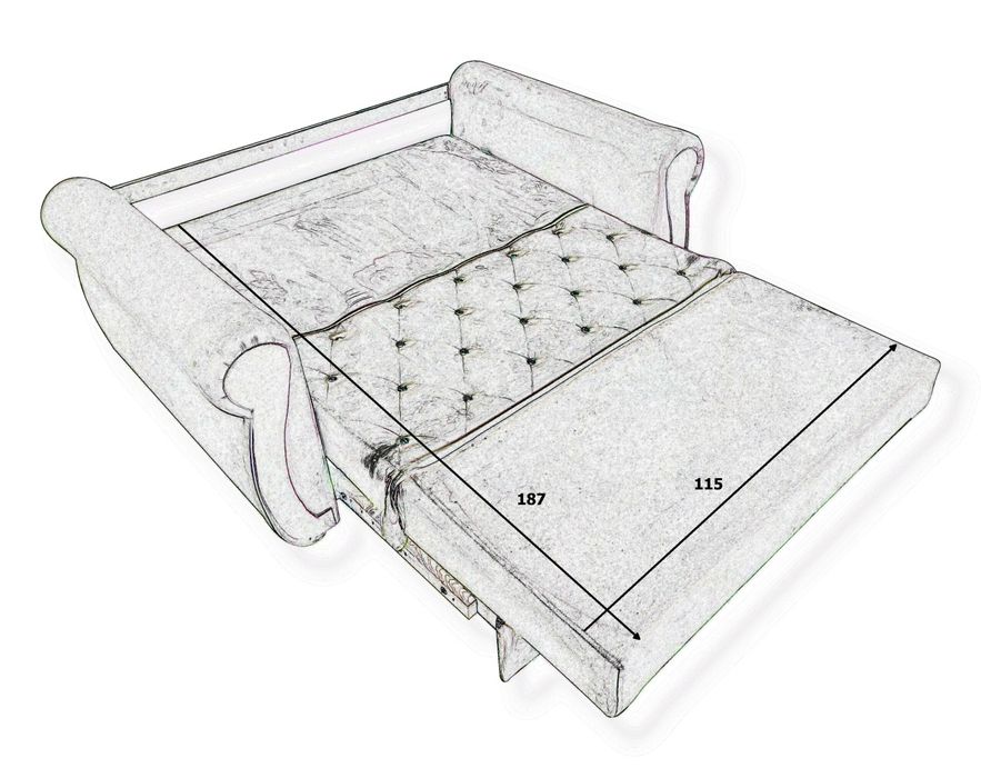 Sofa rozkładana Kanapa Amerykanka 2-os CHESTER Glamour pojemnik spanie