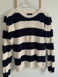 Sweter damski w paski marynarski styl rozmiar S 100% bawełna